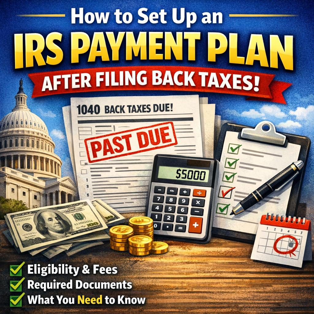 How to Set Up an IRS Payment Plan After Filing Back Taxes (Eligibility, Fees, and What Documents You Need)